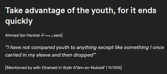 Take Advantage of Your Youth, for It Ends Quickly